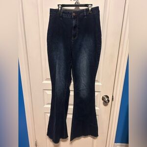 Fashion Nova Dark Indigo Flared Jeans
